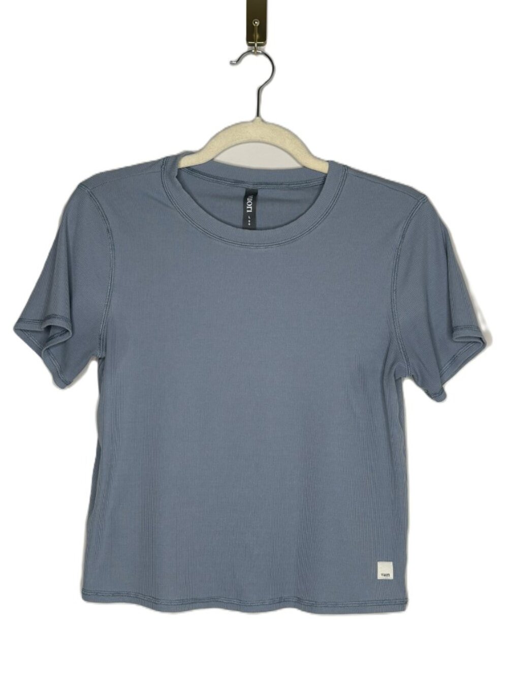 Vuori Pose Fitted Tee – Blue – Large – Soft Stretch Performance